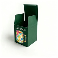 Boîte à mug de luxe personnalisée avec logo, vert forêt, finition mate, emballage en carton pliable pour tasse à café en céramique, cadeau