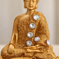 Statue de Bouddha Bougeoir Résine Peint à la Main Méditation Figurine Bouddha Décoration Intérieure Table Cadeau Zen