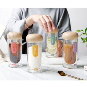 Instagram le gusta 280ML Eco amigable reciclado de leche de jugo de vidrio botella de agua con tornillo de tapa de madera - Product Image 1