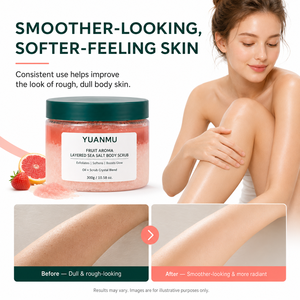 Gommage corporel en couches au sel marin OEM ODM sous marque privée, à l'huile aromatique fruitée, exfoliant, blanchissant et hydratant, type <span class=keywords><strong>Thalasso</strong></span> - Product Image 5