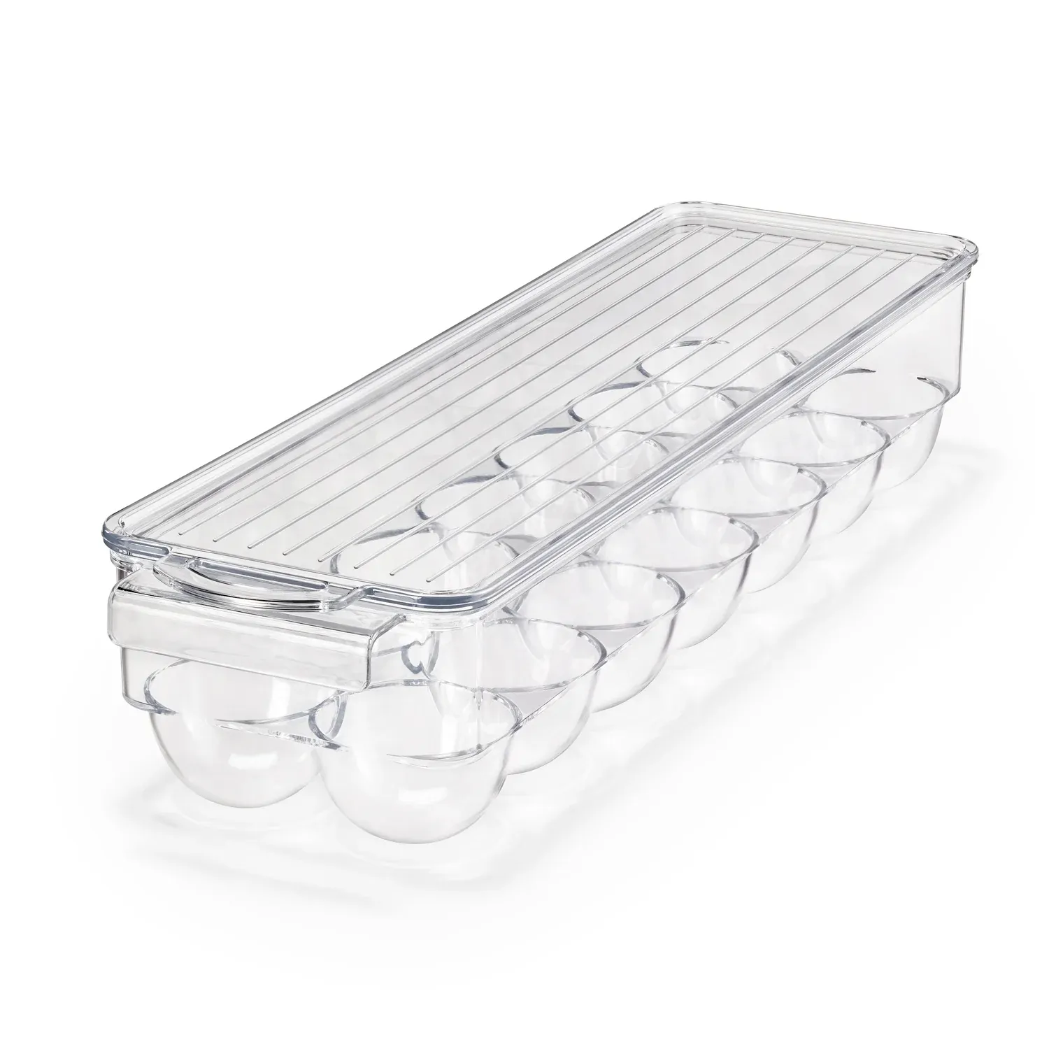 Contenedor de huevos de acrílico transparente alto para refrigerador