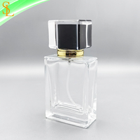 Flacon pulvérisateur de parfum vide de 50 ml (1,7 oz) en verre transparent carré avec bouchon pulvérisateur