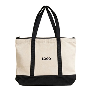 Sac fourre-tout en toile noire à étiquette privée avec fermeture éclair, sac de shopping en coton brodé pour événement ou cadeau - Product Image 3