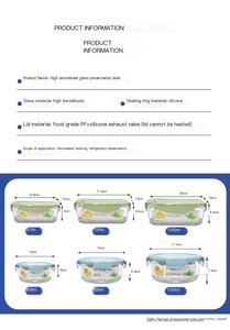 Wholesale Custom 410ml Borosilicate <strong>Glass</strong> Mixing <strong>Bowl</strong> Rectangle Lunch Box with Heatable Feature Plastic Lid - Product Image 6