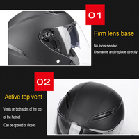 Casque de moto à double visière haute définition, pare-soleil, en ABS, universel, 3/4 ouvert, type jet