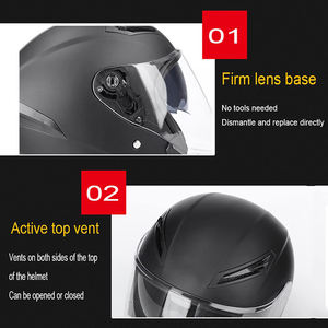 หมวกกันน็อคมอเตอร์ไซค์แบบเปิดหน้า 3/4  วัสดุ ABS  พร้อมแผ่นบังแดดความคมชัดสูง เลนส์คู่  สำหรับรถจักรยานยนต์ทั่วไป - Product Image 2