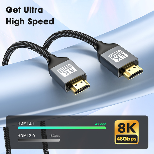 Gold-plated DP 2.1 Male-Male Video Cable for Laptop Graphics Card HDTV/Projector 8K 60Hz Oxygen-Free Copper Braid Shielding