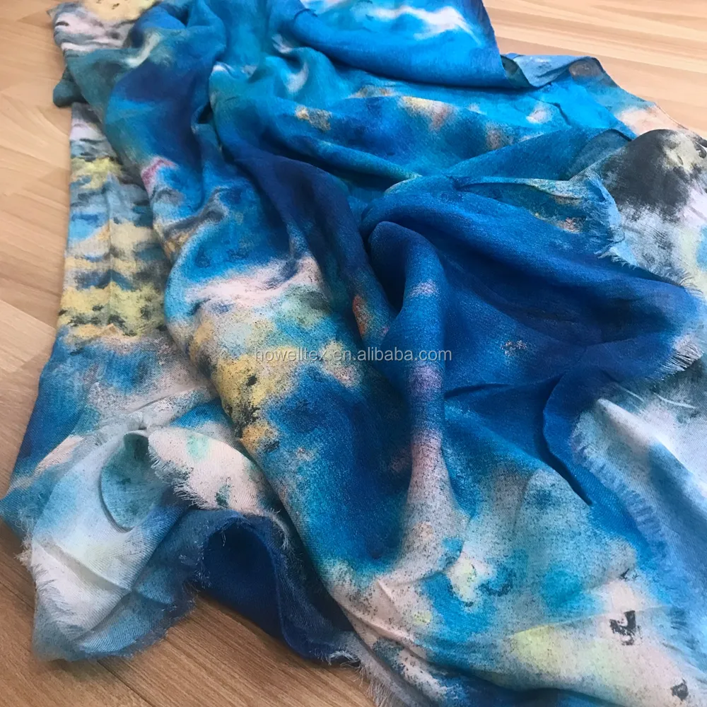 Sciarpa di seta stampa africana 100% Cashmere tessuto stampato per bambini tessuto di raso tessuto Dobby seta leggera stampata dalla cina HOWELL