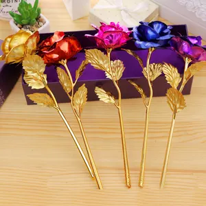 25cm Wedding Creative Gold Foil Valentine'S Day Gift 24k Gold Flower Rose With Gift Box