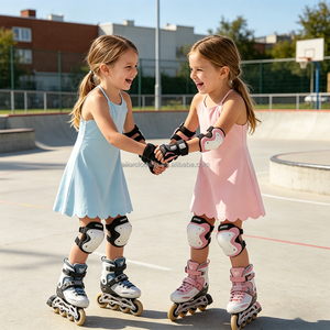 2026 Girls <b>Summer</b> Sports <b>Dress</b> Built in Shorts Fabric <b>Halter</b> Wave Hem <b>Dress</b> for Yoga Tennis Custom Design Low MOQ - Product Image 2