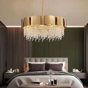 Luxury Pendant Lamp Artistic Living Room Hotel Lobby Lustre Gold K9 <b>Crystal</b> Raindrop <b>Chandelier</b> - Product Image 3