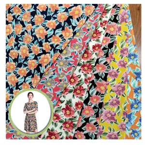 5-10 Colors Each Design Custom Digital Printed Polyester Silk Fabric For Dress Stock Lot In Keqiao