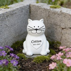 Urna Commemorativa Personalizzata per Animali Domestici, Urna per Ceneri <span class=keywords><strong>di</strong></span> <span class=keywords><strong>Gatto</strong></span> Bianco con Targa a <span class=keywords><strong>Cuore</strong></span> Incisa, Elegante Ricordo per <span class=keywords><strong>Gatto</strong></span> Deceduto - Product Image 1