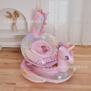 Flotador inflable con forma de caballo arcoíris, diseño de unicornio, para bebés, asiento para piscina, anillo de natación para niños - Product Image 2