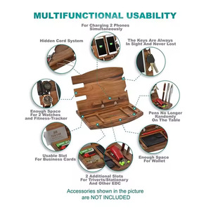 Teslyar Wooden Desk Organizer With <b>Tablet</b> <b>Stand</b> Wallet Watch Holder <b>For</b> Office Home Use - Product Image 3