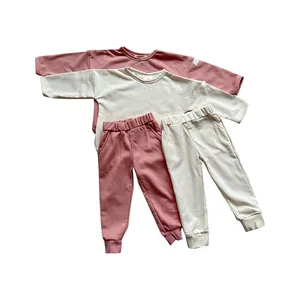 Boutique long sleeve pullover match pants winter fall warm baby toddler french terry baby outfit kids Joogger sets with label