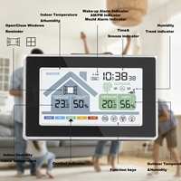 Station météo à écran tactile 5055C, horloge numérique LCD avec alarme, moniteur de température et d'humidité intérieure/extérieure, rétroéclairage
