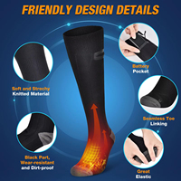 Chaussettes de sport en coton auto-chauffantes de haute qualité, alimentées par batterie USB, pour l'hiver, le camping et le ski, avec chargeur intégré offert