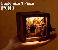 Cadeau personnalisé pour la Saint-Valentin, boîte de flipbook en bois avec animation manuelle, flipbook avec lumière