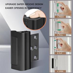 Cerradura de Refuerzo para Puerta WEKIS, Construcción de Aleación de Aluminio, Acabado en Zinc, 3 Niveles de Seguridad para Hotel, Color Negro - Product Image 4