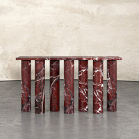 Table console sculpturale multi-cylindres en marbre, table d'entrée moderne de luxe en pierre naturelle pour salon, chambre, hôtel