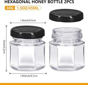 Vente en gros d'usine - Pots en verre carrés pour confiture avec couvercle à vis - Pots à miel - Product Image 2