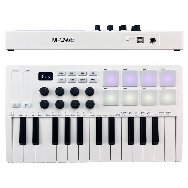 25 Key MIDI Keyboard Controller With 8 RGB Backlit Drum Pads 8 Knobs Midi Drum Pad Controller for Sell