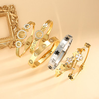 Bracelet en acier inoxydable Gaovo pour femmes, motif fleur à quatre feuilles creuse, micro-pavé CZ, bijoux de créateur de luxe, résistant au ternissement, bijoux tendance