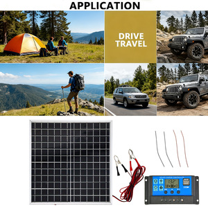 <b>Solar</b> Panel Kit 12W 12V Monocrystalline With <b>Charge</b> <b>Controller</b> For RV Boat Camping - Product Image 5