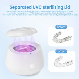All'ingrosso IPX7 impermeabile 48khz pulitore dentale ad ultrasuoni per uso domestico con quattro lampade UV per la pulizia profonda bretelle per protesi - Product Image 3