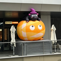 Décoration gonflable d'Halloween : Chat noir, citrouille, chapeau de sorcière de dessin animé, personnalisable, résistant à l'eau, éclairage LED pour fête de jardin