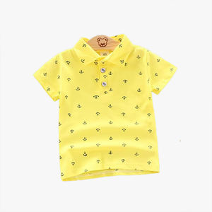 Polo d'été pour enfants, T-shirt à manches courtes en pur coton, motif floral et ancre, pour bébés et tout-petits - Product Image 5