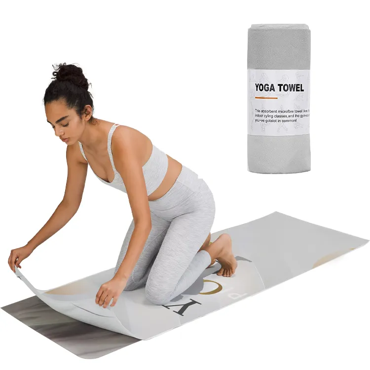 Op Maat Gemaakte Privé-Logo Yoga Mat Handdoek Antislip Draagbare Antislip Bedrukte Microfiber Yoga Handdoek