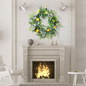 Guirnalda de Navidad de limón de hortensia de eucalipto artificial para arte de pared de puerta delantera y decoración de otoño invierno coronas y guirnaldas decorativas - Product Image 5