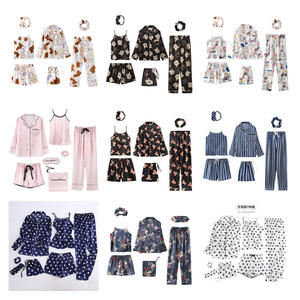 Nouveau <span class=keywords><strong>pyjama</strong></span> de vêtements de nuit en soie satinée pour femmes ensembles de nuit grande taille 7 pièces pour l'été et le printemps - Product Image 2
