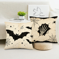 Lot de 4 housses de coussin en lin pour Halloween, motif chat noir, chauve-souris et château, pour canapé et décoration de fête, personnalisation disponible