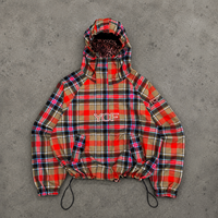 Chaqueta Anorak con Capucha a Cuadros para Hombre, Estilo Retro, Streetwear, Fabricante de Ropa OEM ODM