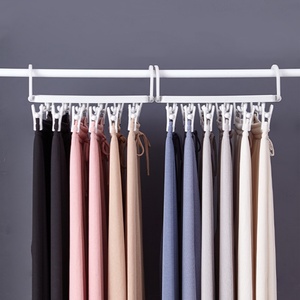 Magic Folding Clothes Hangers Non-Slip with Pinch <b>Clips</b> 360-Rotating Chrome Swivel <b>Hook</b> Heavy Duty Pants Hangers With <b>Hook</b> - Product Image 4