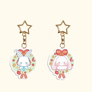 Porte-clés et pendentifs de sac personnalisés en acrylique PVC avec impression UV, motif lapin de Noël, mignons souvenirs cadeaux en gros - Product Image 2