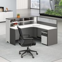 Ensemble de bureaux en L en bois avec chaises pour 2 à 6 personnes ; Poste de travail modulaire avec cloison et fonction de rangement pour un bureau facile