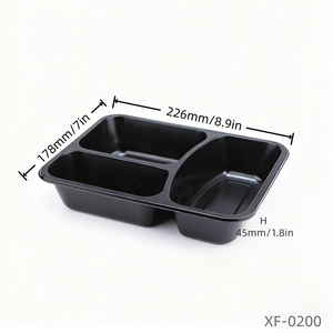 Vỉ Đen <span class=keywords><strong>PP</strong></span> Nhựa Microwavable Đông Lạnh Thực Phẩm Đóng Gói Khay Hộp Với Nắp - Product Image 2