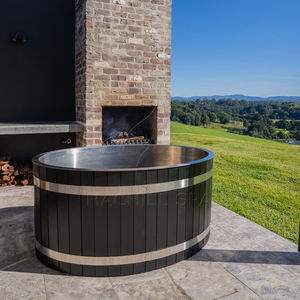 Hachillspa Luxe Outdoor Roestvrijstalen Ijsbad Zwarte Houten Rok | Voor Atleten <span class=keywords><strong>Spa</strong></span> Herstel Koude Duikemmer - Product Image 1