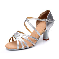 Chaussures de danse latine bleues pour femmes, sandales de danse professionnelles à talons hauts pour tango et valse