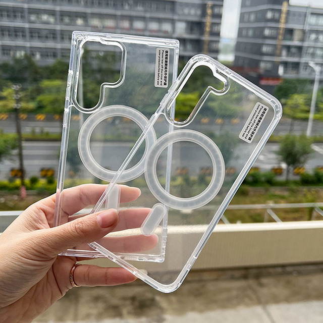 For S25/S25 Ultra Acrylic Magnetic Clear Mobile Phone Case Shockproof Business Style Multi-color IMD