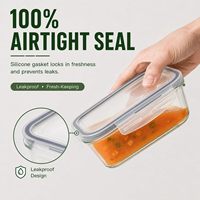 5 x 1040ml glazen voedselcontainers met deksels - voedselbewaarboxen luchtdicht & stapelbaar, vaatwasser-, vriezer- & magnetronbestendig