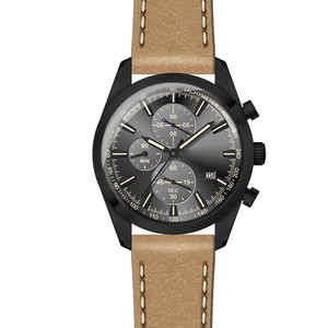 Bonne vente montre homme antique chronographe Japon ou mouvement <span class=keywords><strong>suisse</strong></span> avec bracelet en cuir de veau marron U3035 - Product Image 5