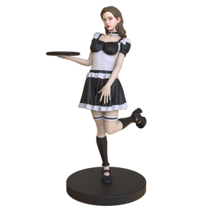 รูปปั้นพนักงานเสิร์ฟหญิงขนาดเท่าคนจริง ทำจากเรซิ่น รูปปั้นพนักงานเสิร์ฟแบบกำหนดเอง บัตเลอร์เสิร์ฟอาหาร สำหรับร้านอาหารและตกแต่งบ้าน - Product Image 1