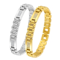 316L Edelstahl Gold Silber Präsidenten-Armband 3-reihiges Gliederarmband mit CZ-Steinplatte Uhrenarmband Faltschließe Schmuck für Männer Frauen Maßanfertigung OEM