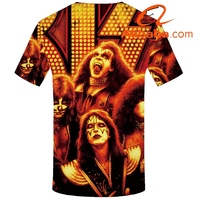 Vente en gros, bande de Rock colorée T Shirt Kiss vêtements Tshirt Tees Tops vêtements hommes T-Shirt 3D T-Shirts hommes Ftness nouveau
