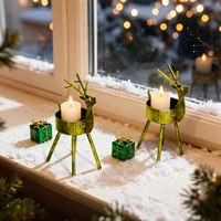 Support de bougie créatif vintage en fer en forme de renne, support de bougie chauffe-plat en métal pour table intérieure, ambiance de Noël, mariage, fête